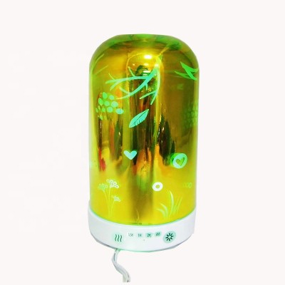 Gold Heart  3D Glass Ultrasonic Humidifier, Aroma Essential Oil Diffuser,7 LED Night Lights